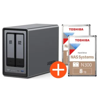 UGREEN NASync DXP2800 NAS System 2-Bay 16TB inkl. 2x Toshiba NAS HDD N300 – 8TB