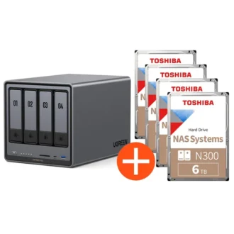 UGREEN NASync DXP4800 Plus NAS System 4-Bay 24TB inkl. 4x Toshiba NAS HDD N300 – 6TB