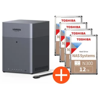 UGREEN NASync DH4300 Plus NAS System 4-Bay EU 48TB inkl. 4x Toshiba NAS HDD N300 – 12TB